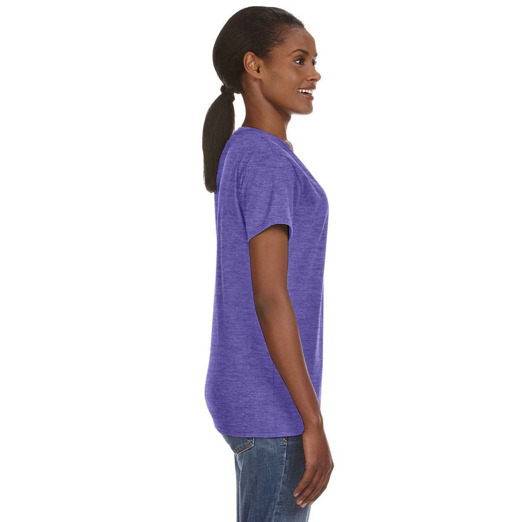 Anvil Women's Heather Purple Lightweight V-Neck T-Shirt