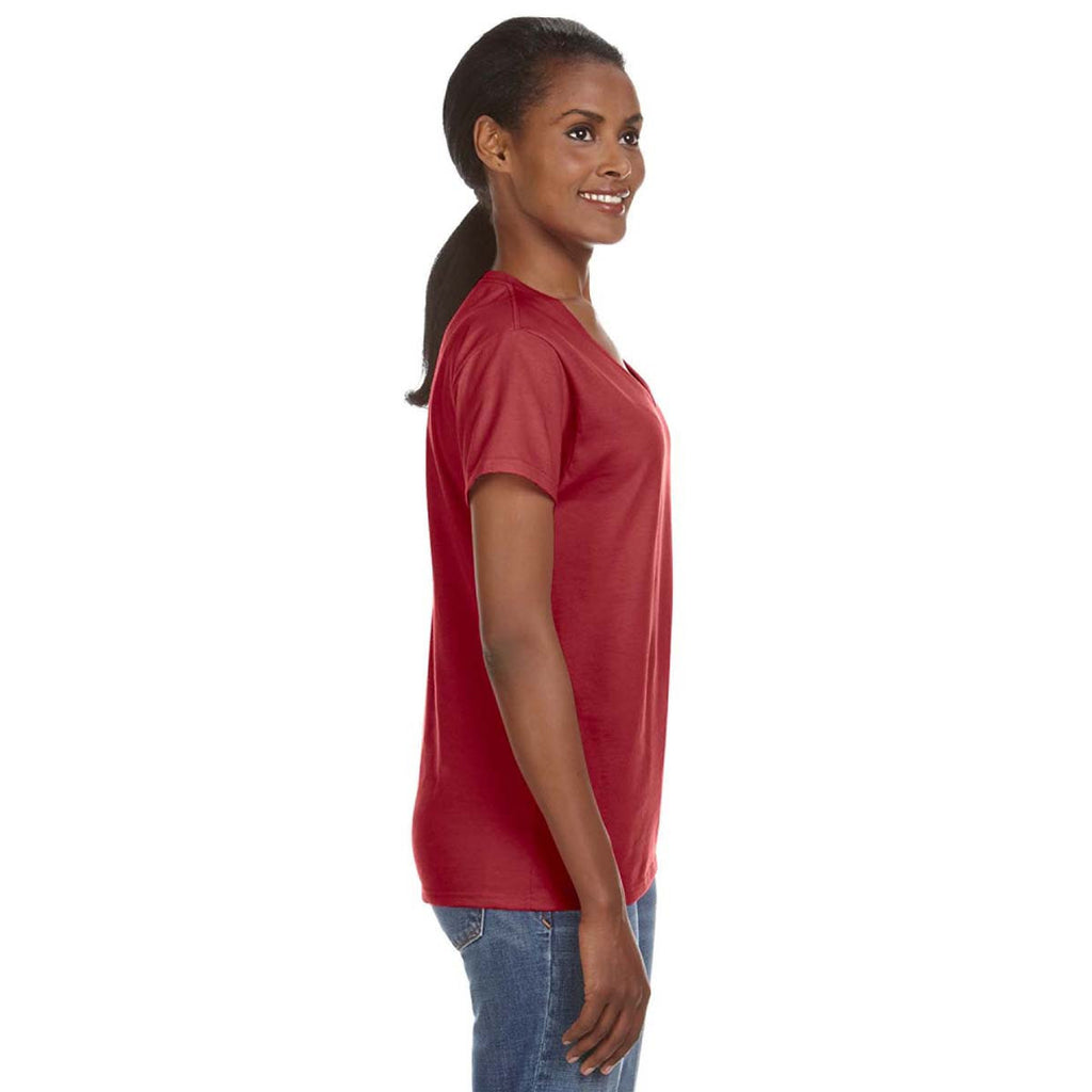 Anvil Women's Independence Red Lightweight V-Neck T-Shirt