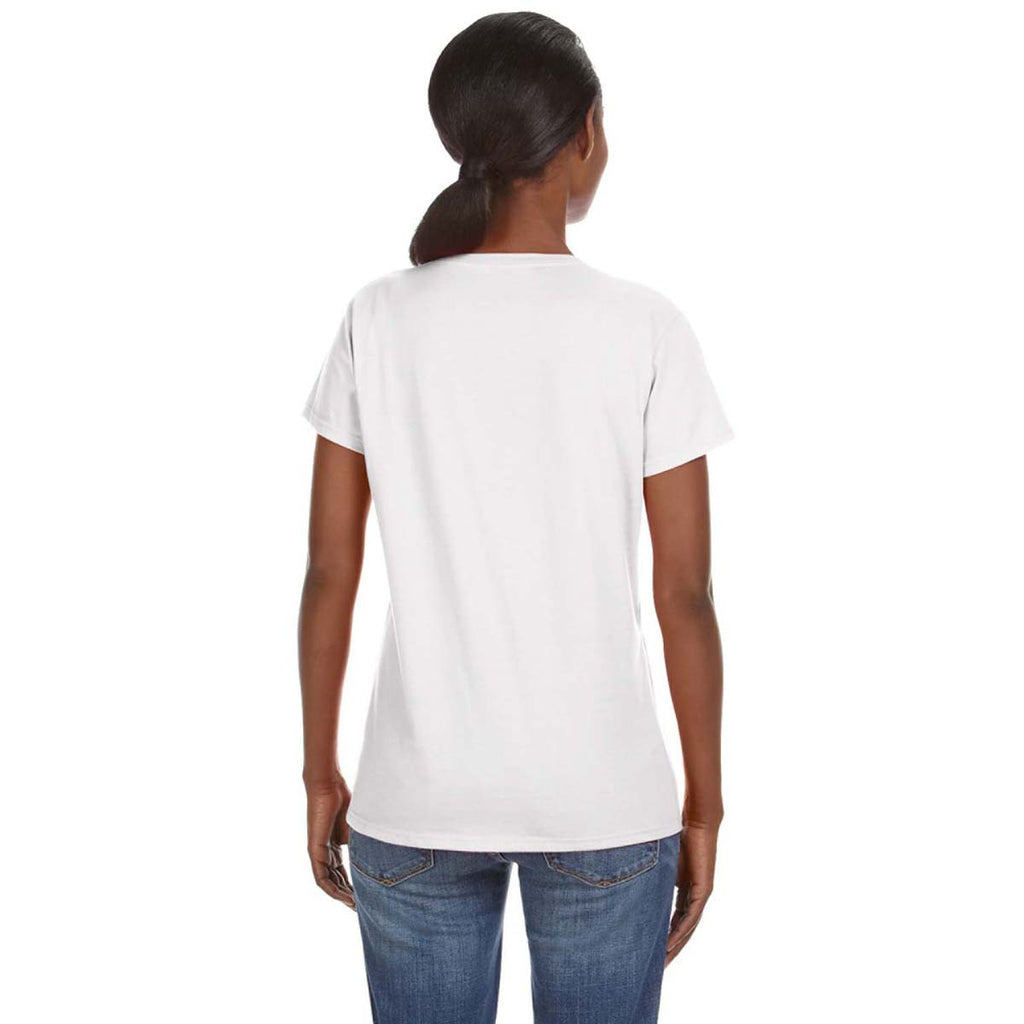 Anvil Women's White Lightweight V-Neck T-Shirt