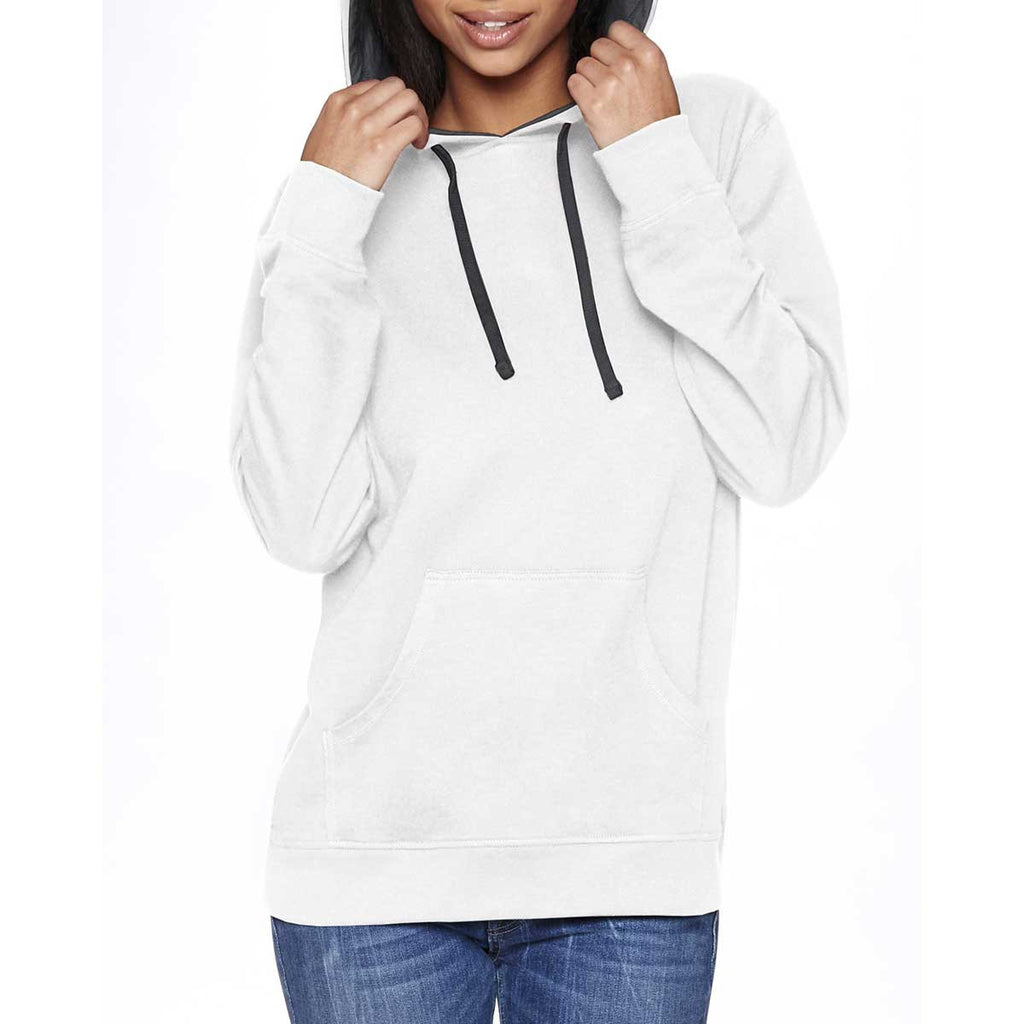 Next Level Unisex White/Heather grey French Terry Pullover Hoodie