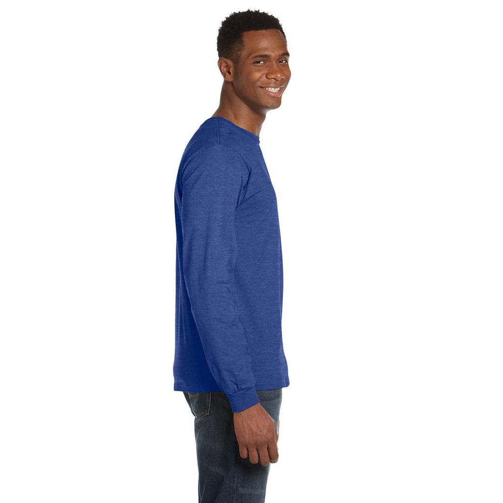 Anvil Men's Heather Blue Lightweight Long-Sleeve T-Shirt