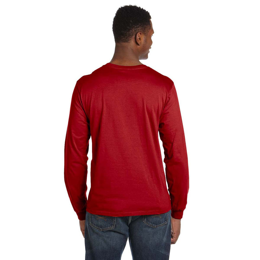Anvil Men's Red Lightweight Long-Sleeve T-Shirt