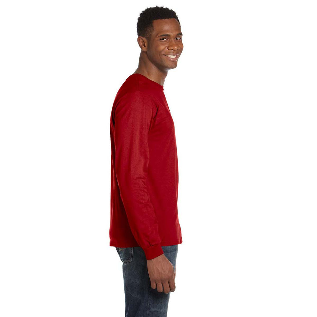 Anvil Men's Red Lightweight Long-Sleeve T-Shirt