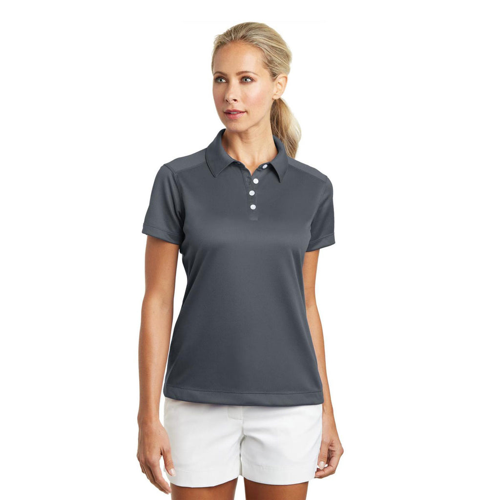 Nike Women's Dark Grey Dri-FIT Pebble Texture Polo
