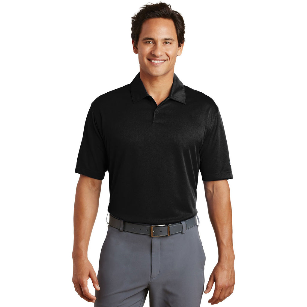 Nike Men's Black Dri-FIT Pebble Texture Polo