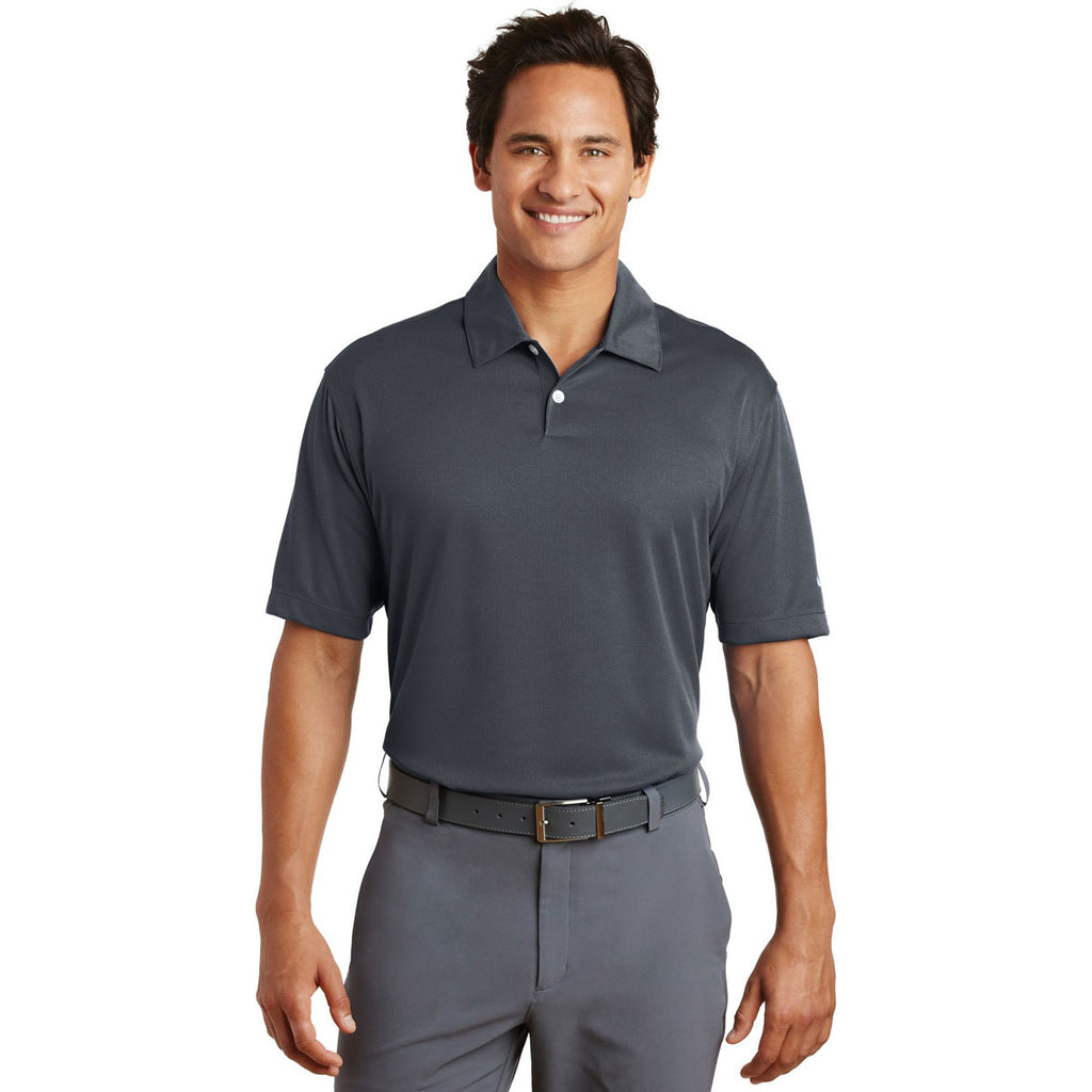 Nike Men's Dark Grey Dri-FIT Pebble Texture Polo