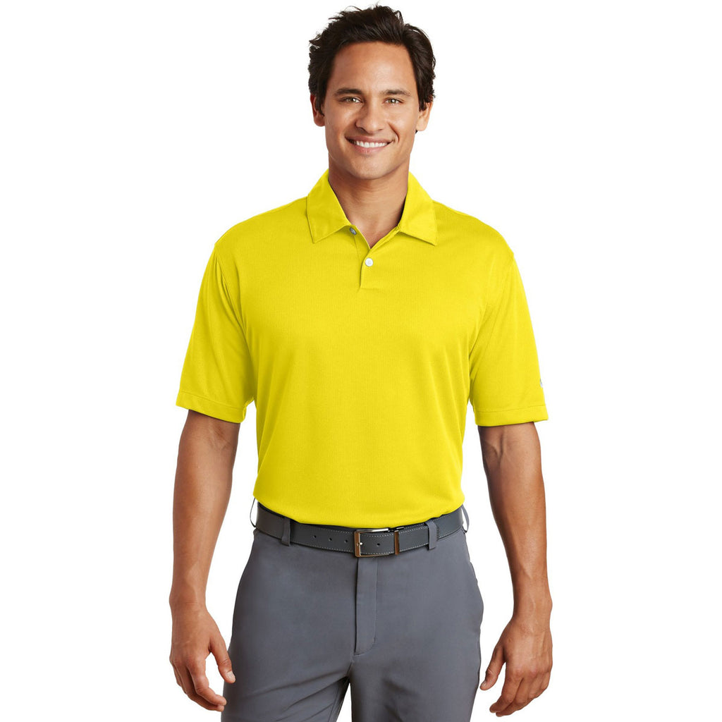 Nike Men's Tour Yellow Dri-FIT Pebble Texture Polo