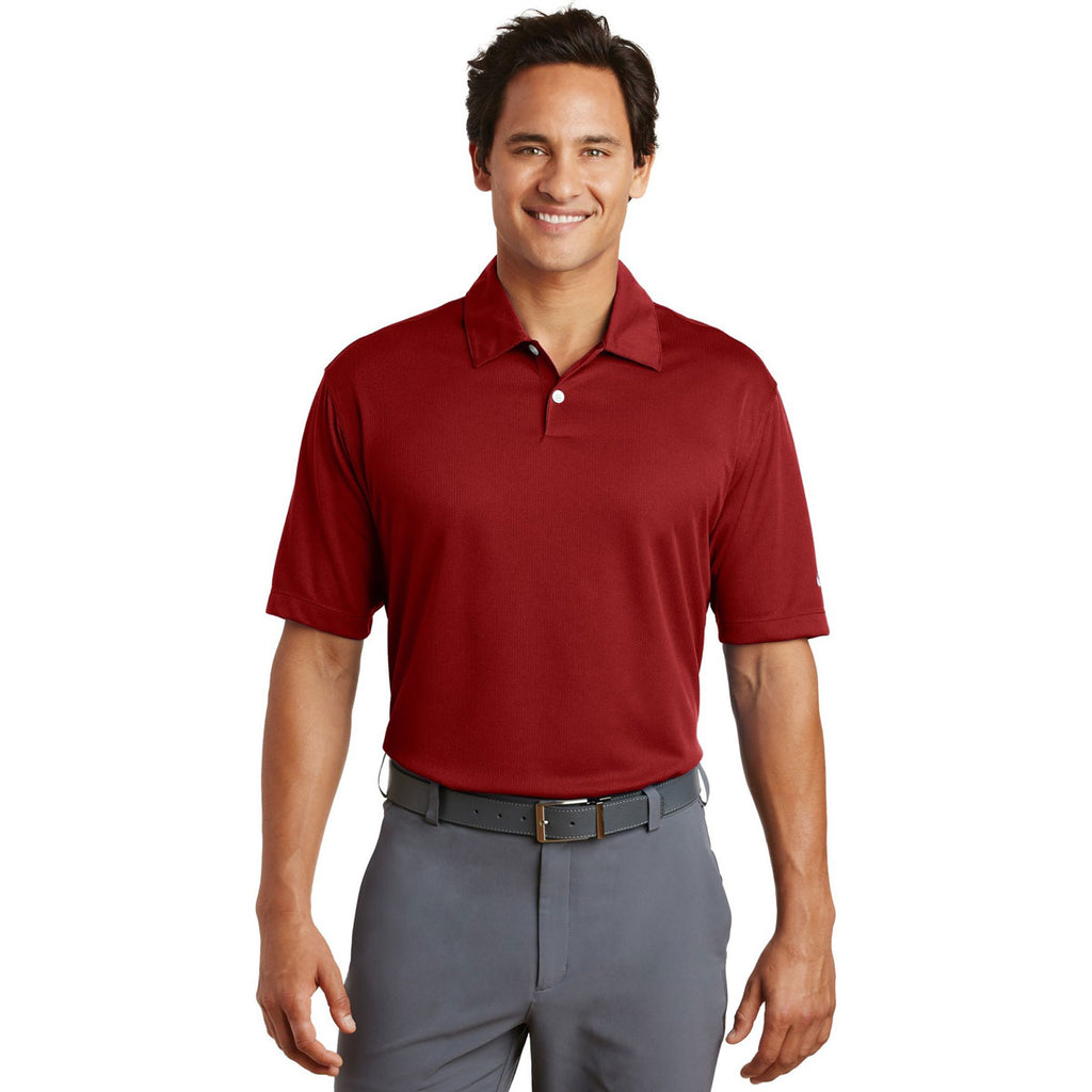 Nike Men's Varsity Red Dri-FIT Pebble Texture Polo