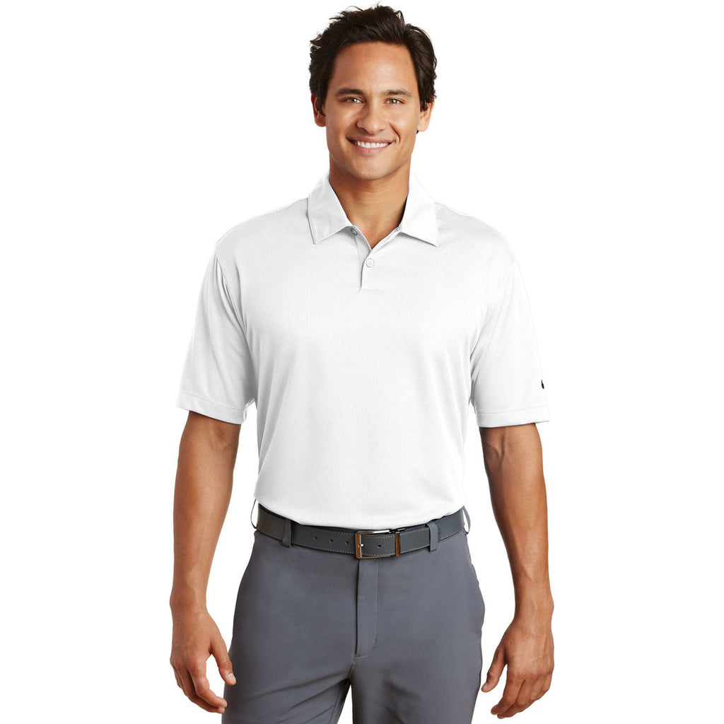 Nike Men's White Dri-FIT Pebble Texture Polo