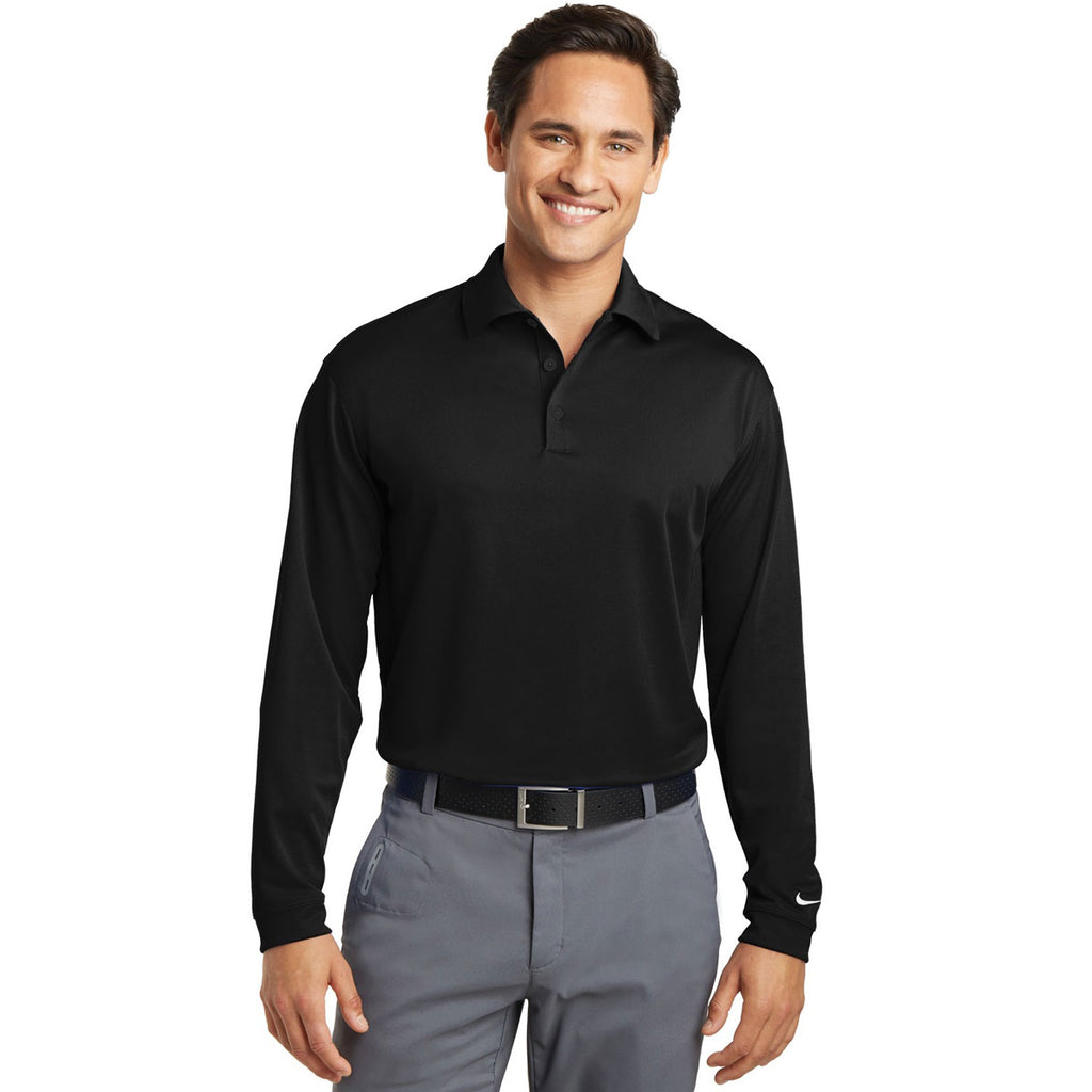 Nike Men's Black Long Sleeve Dri-FIT Stretch Tech Polo