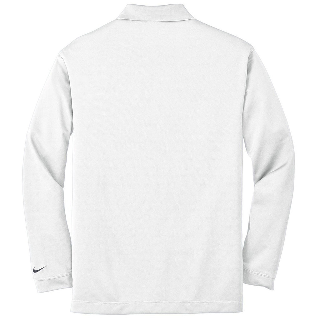 Nike Men's White Long Sleeve Dri-FIT Stretch Tech Polo