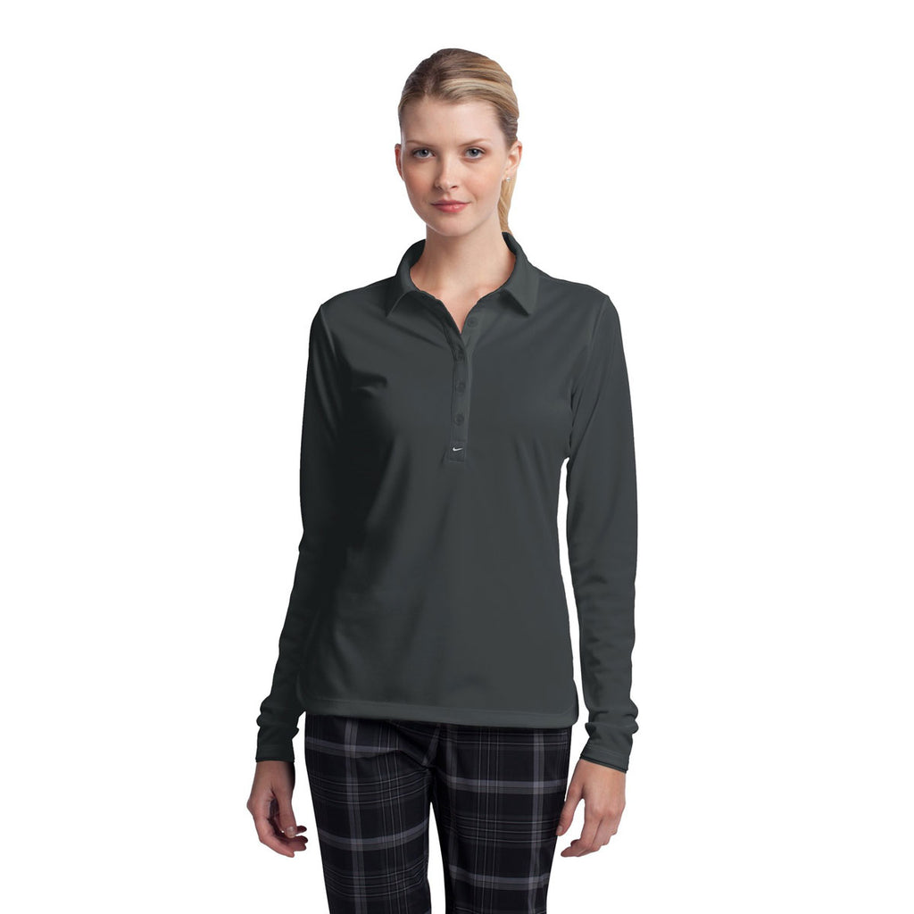 Nike Women's Anthracite Long Sleeve Dri-FIT Stretch Tech Polo