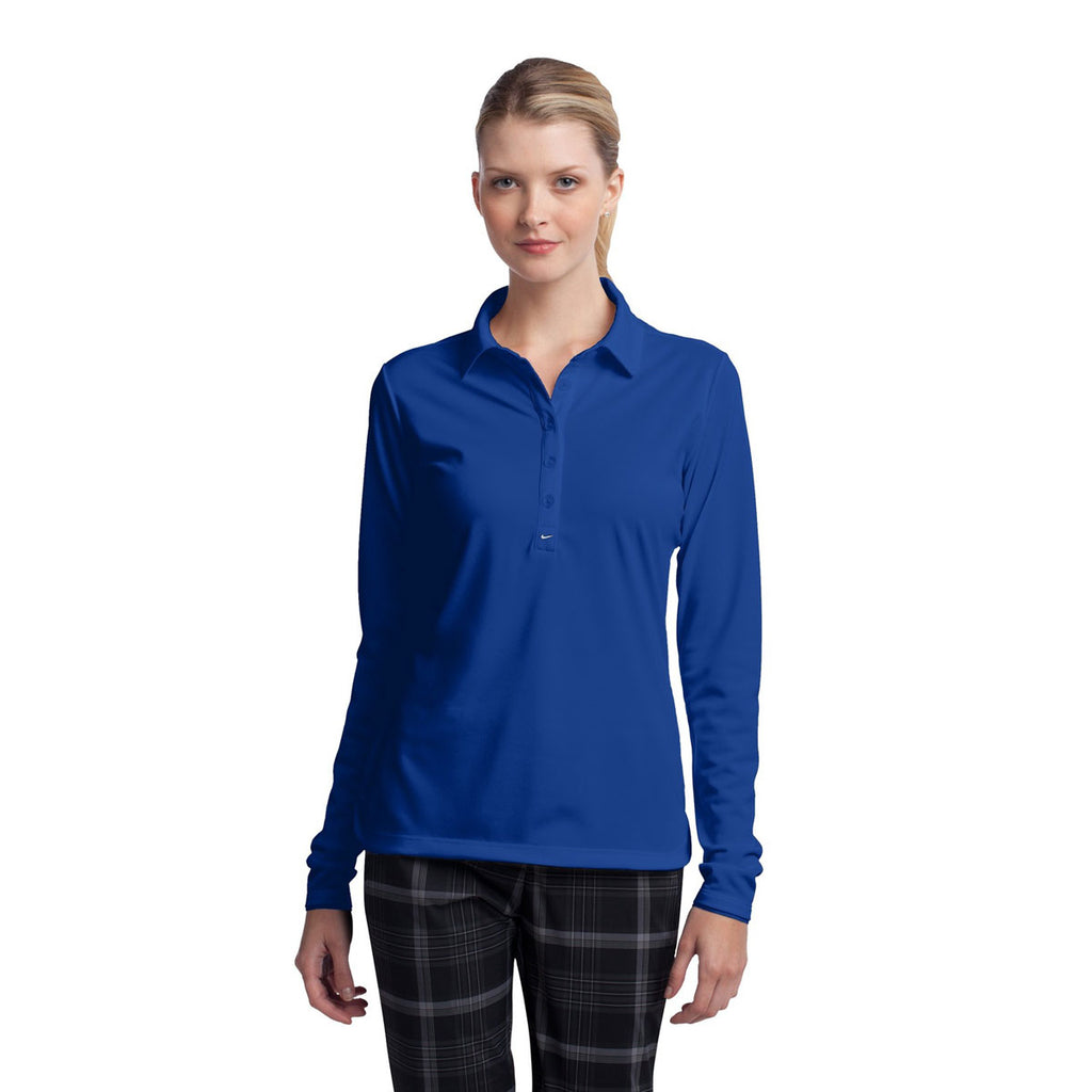 Nike Women's Blue Sapphire Long Sleeve Dri-FIT Stretch Tech Polo