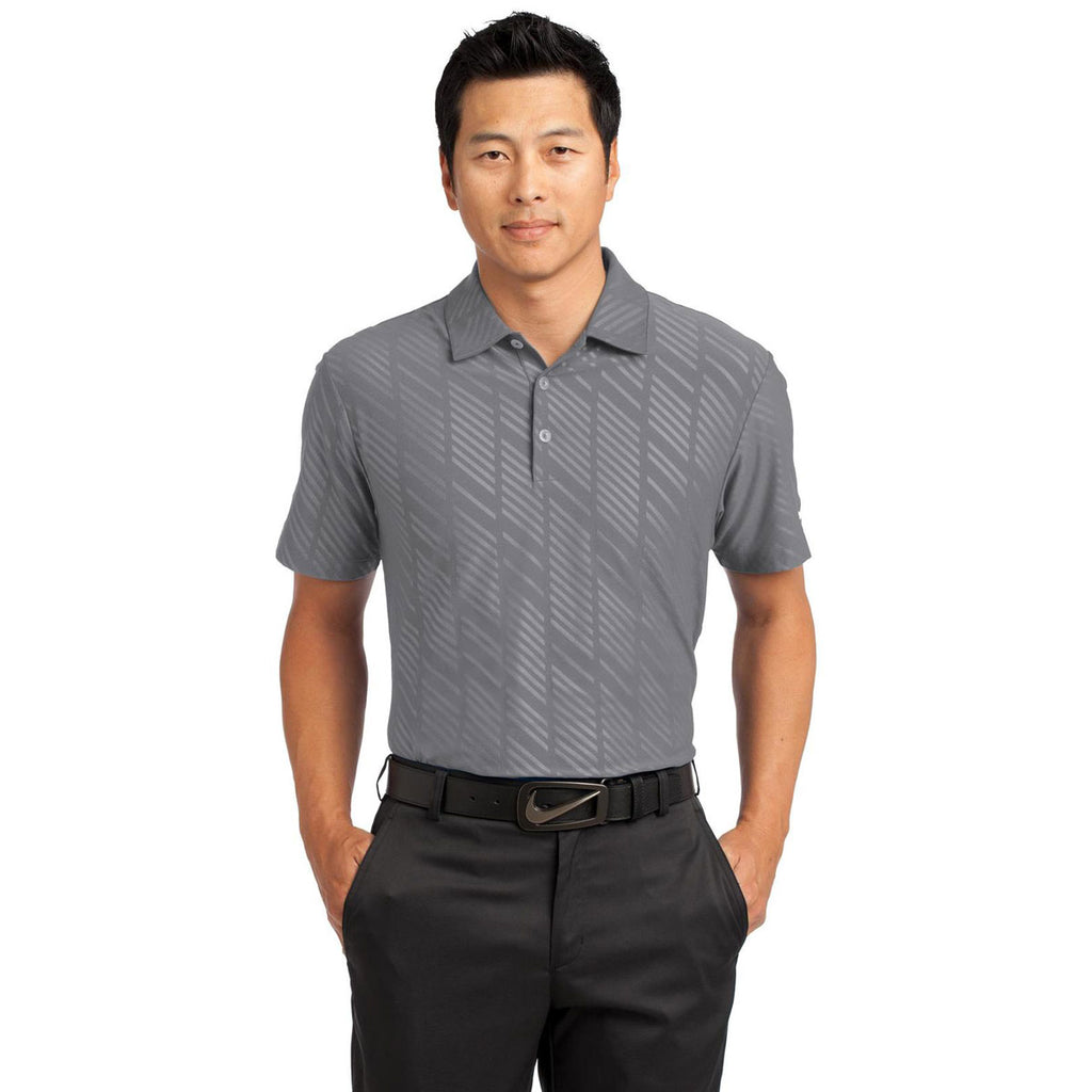 Nike Men's Dark Grey Dri-FIT Embossed Polo