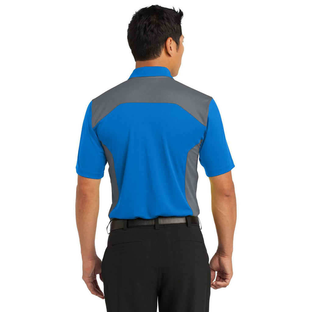 Nike Men's Aero Blue/Dark Grey Dri-FIT Engineered Mesh Polo