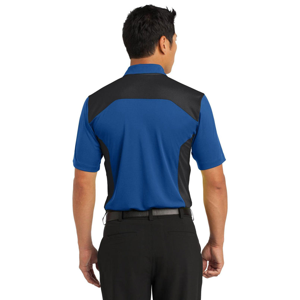 Nike Men's Gym Blue/Black Dri-FIT Engineered Mesh Polo