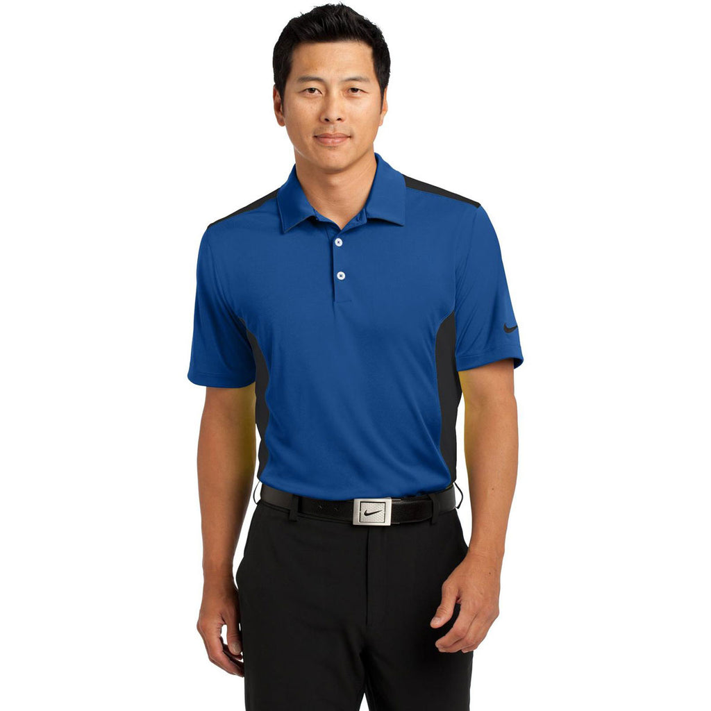 Nike Men's Gym Blue/Black Dri-FIT Engineered Mesh Polo