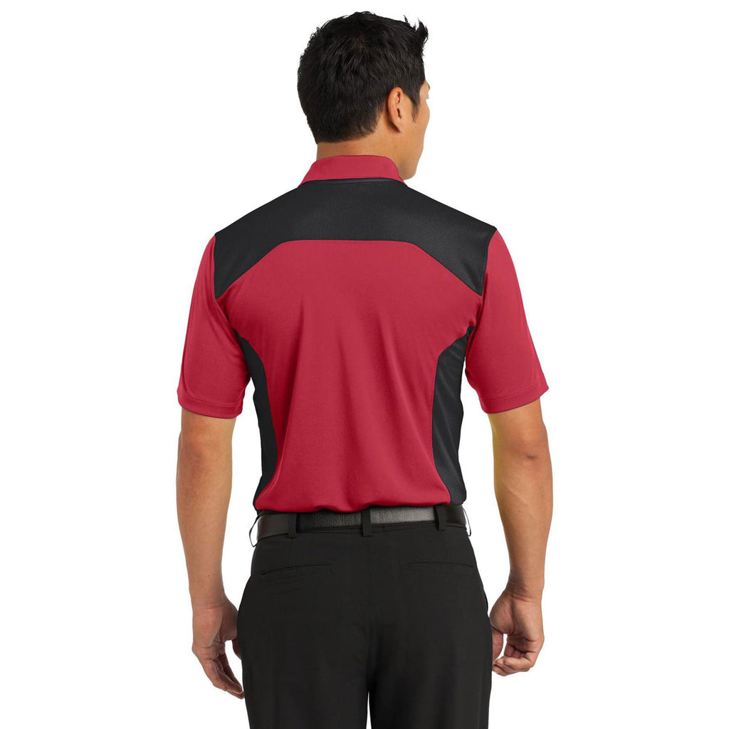 Nike Men's Gym Red/Black Dri-FIT Engineered Mesh Polo