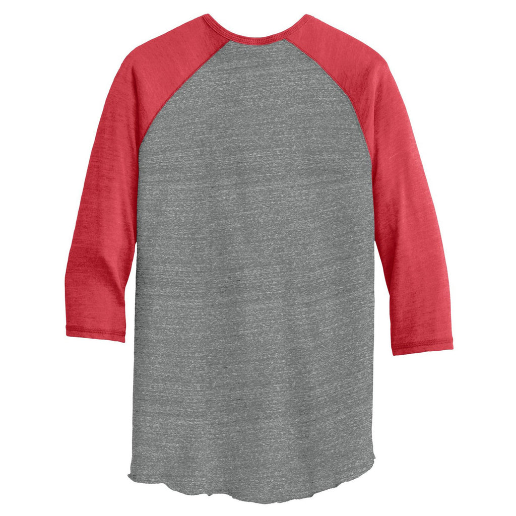 Alternative Men's Eco Grey/Eco True Red Eco-Jersey 3/4-Sleeve Raglan Henley