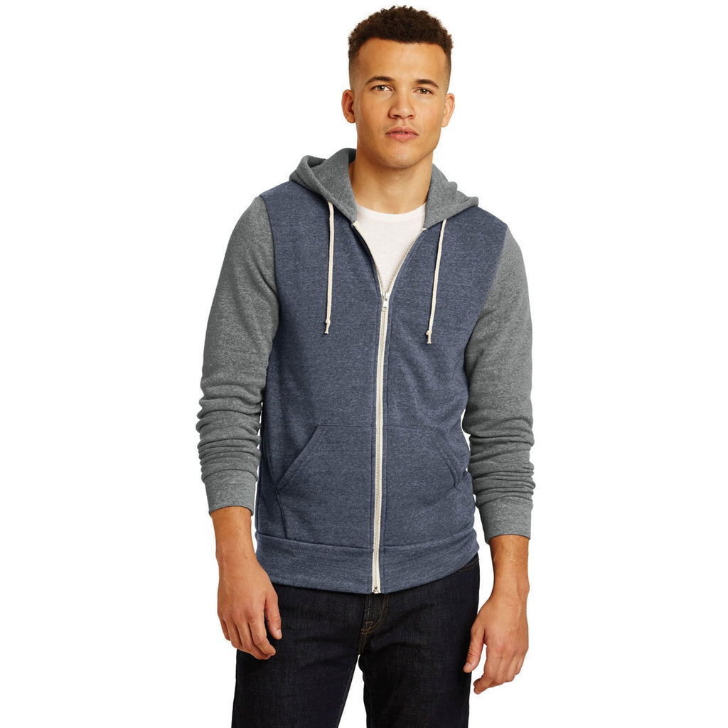 Alternative Men's Eco True Navy/Eco Grey Colorblock Rocky Eco-Fleece Zip Hoodie