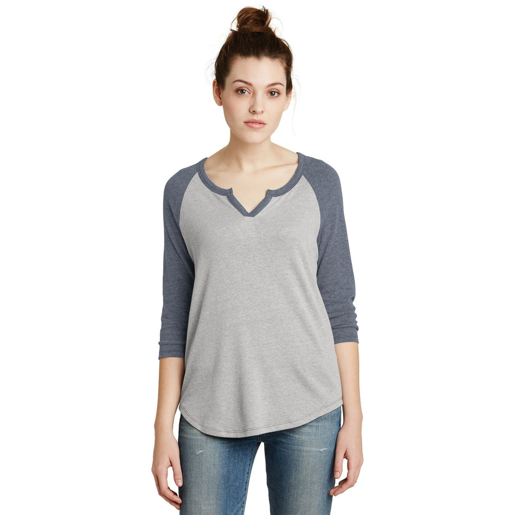 Alternative Women's Silver/Vintage Navy Outfield 3/4-Sleeve Vintage 50/50 Tee