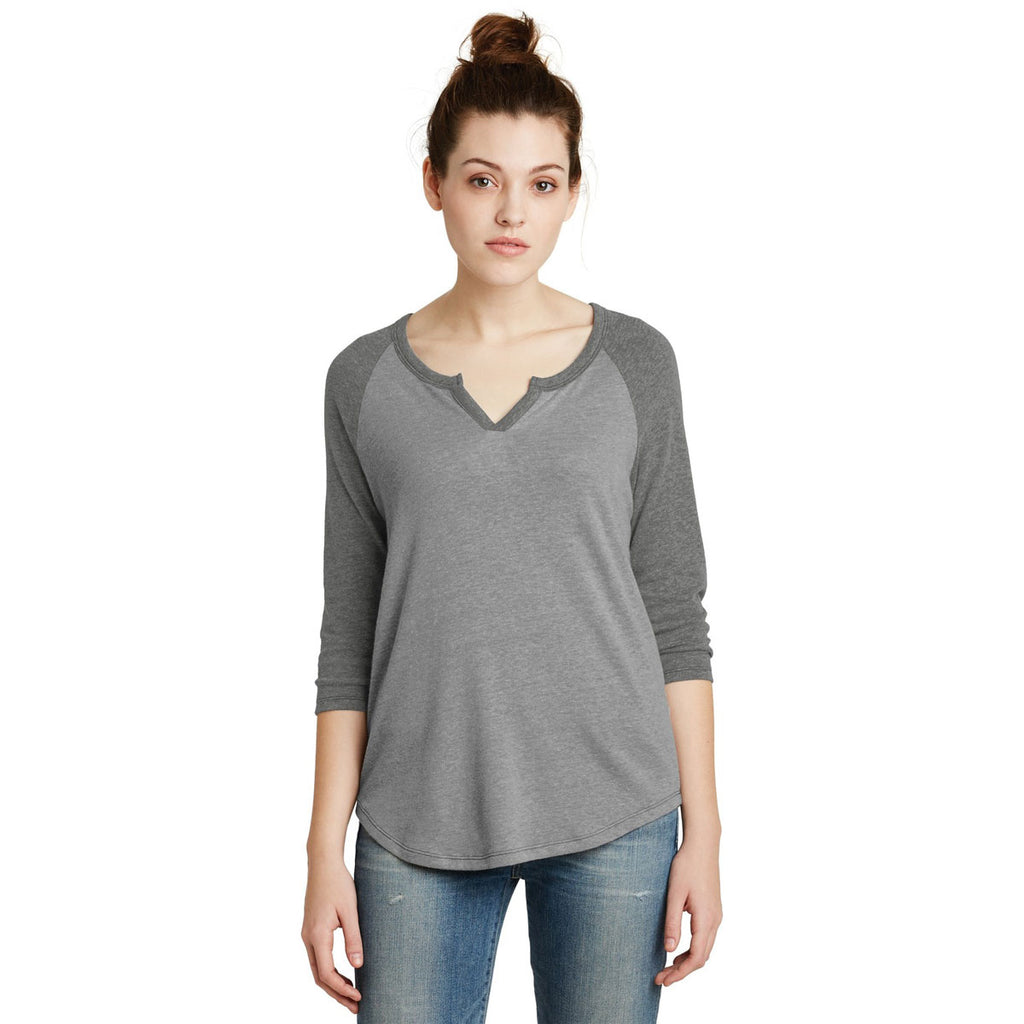 Alternative Women's Smoke/Vintage Coal Outfield 3/4-Sleeve Vintage 50/50 Tee