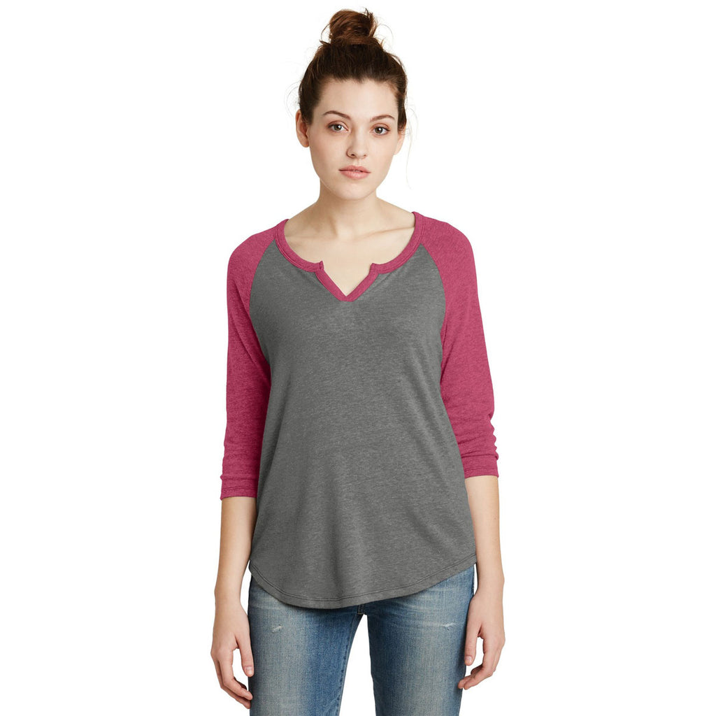 Alternative Women's Vintage Coal/Vintage Pink Outfield 3/4-Sleeve Vintage 50/50 Tee