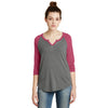 Alternative Women's Vintage Coal/Vintage Pink Outfield 3/4-Sleeve Vintage 50/50 Tee
