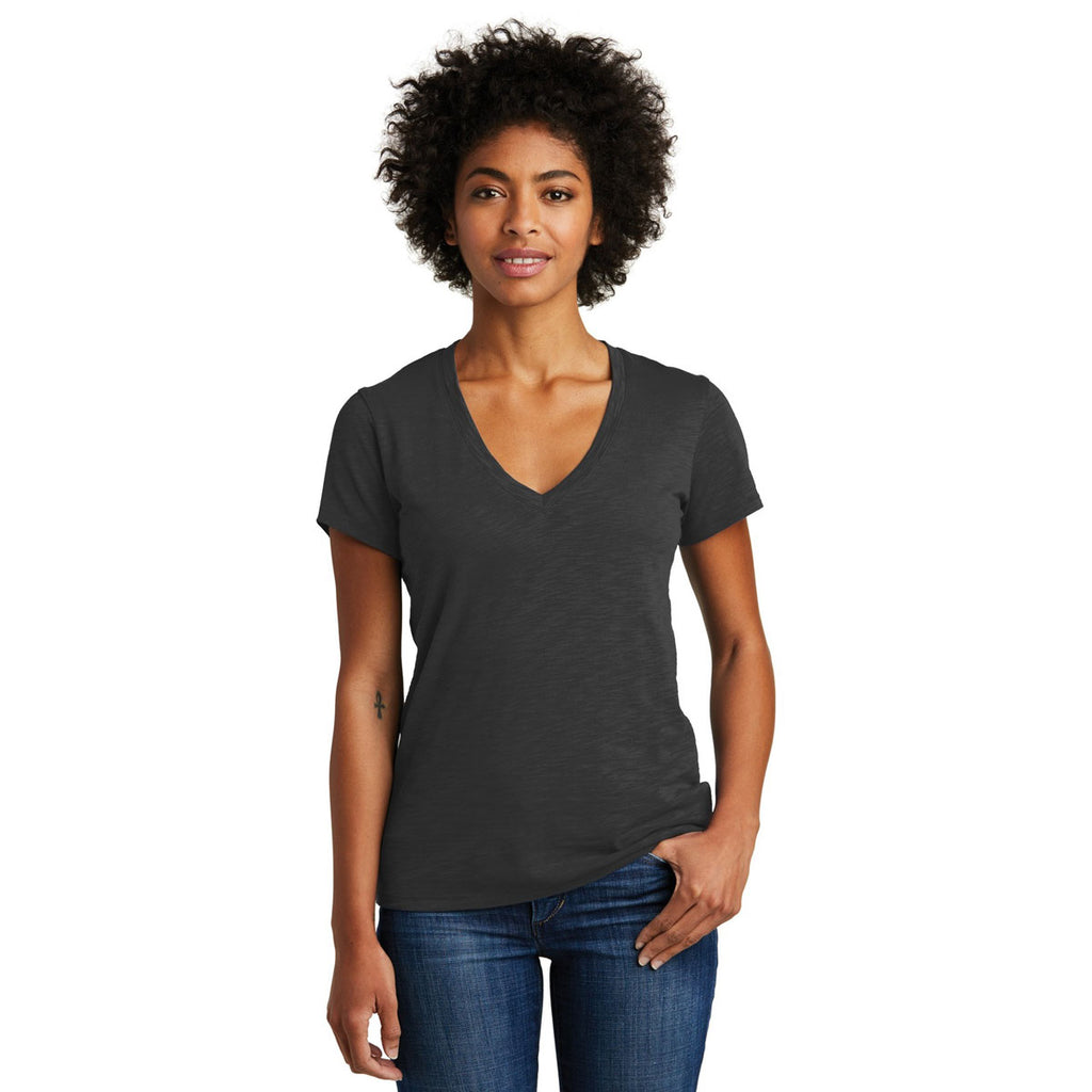 Alternative Women's Washed Black Weathered Slub So-Low V-Neck Tee