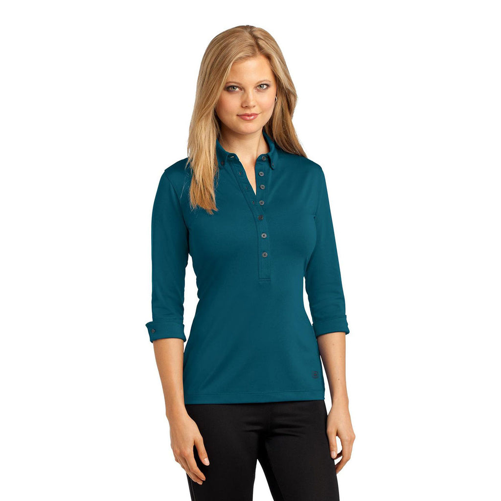 OGIO Women's Teal Throttle Gauge Polo