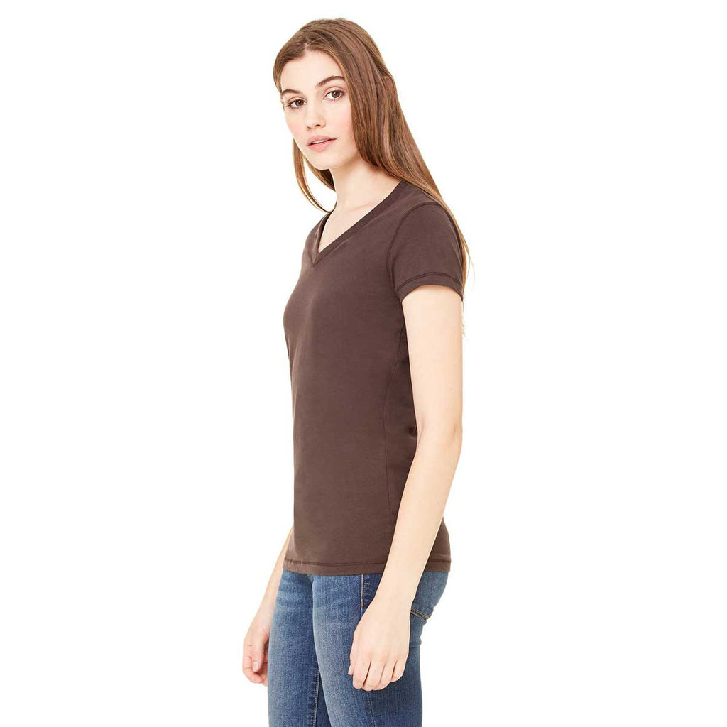 Bella + Canvas Women's Chocolate Jersey Short-Sleeve V-Neck T-Shirt