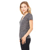 Bella + Canvas Women's Charcoal Marble Jersey Short-Sleeve Deep V-Neck T-Shirt