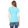 Bella + Canvas Women's Neon Blue Jersey Short-Sleeve Deep V-Neck T-Shirt