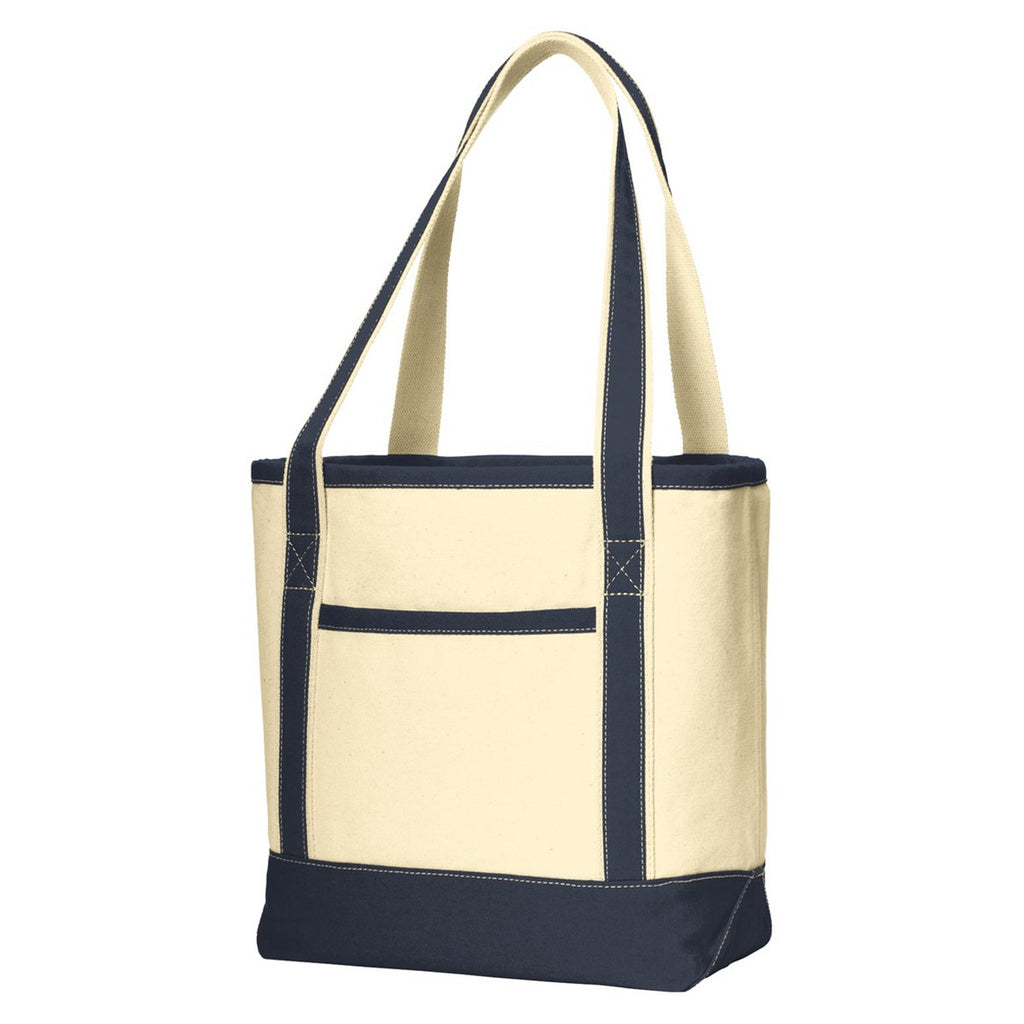 Port Authority Natural/Navy Medium Cotton Canvas Boat Tote