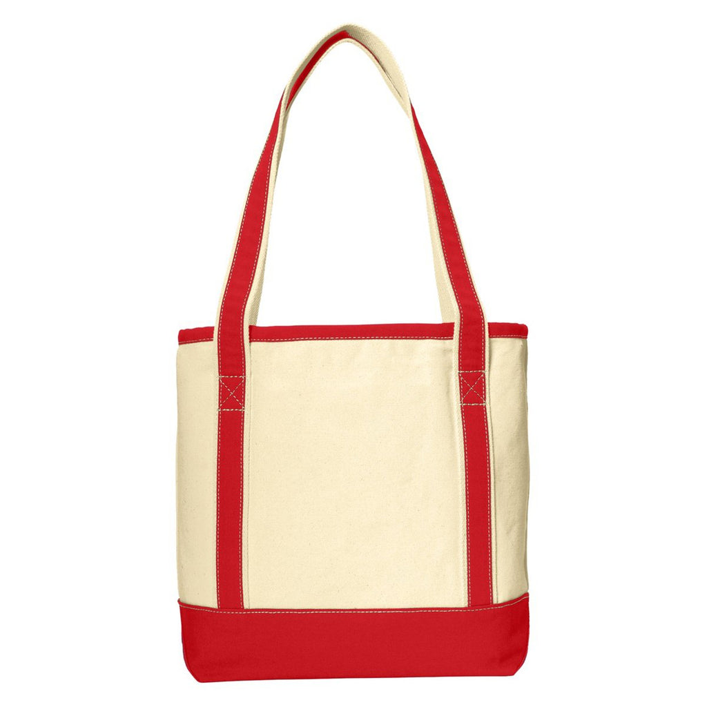 Port Authority Natural/Red Medium Cotton Canvas Boat Tote