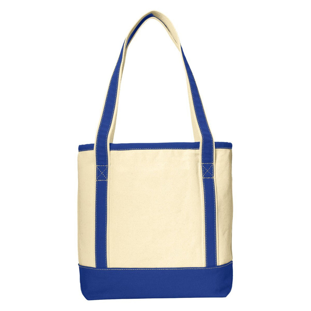 Port Authority Natural/True Royal Medium Cotton Canvas Boat Tote