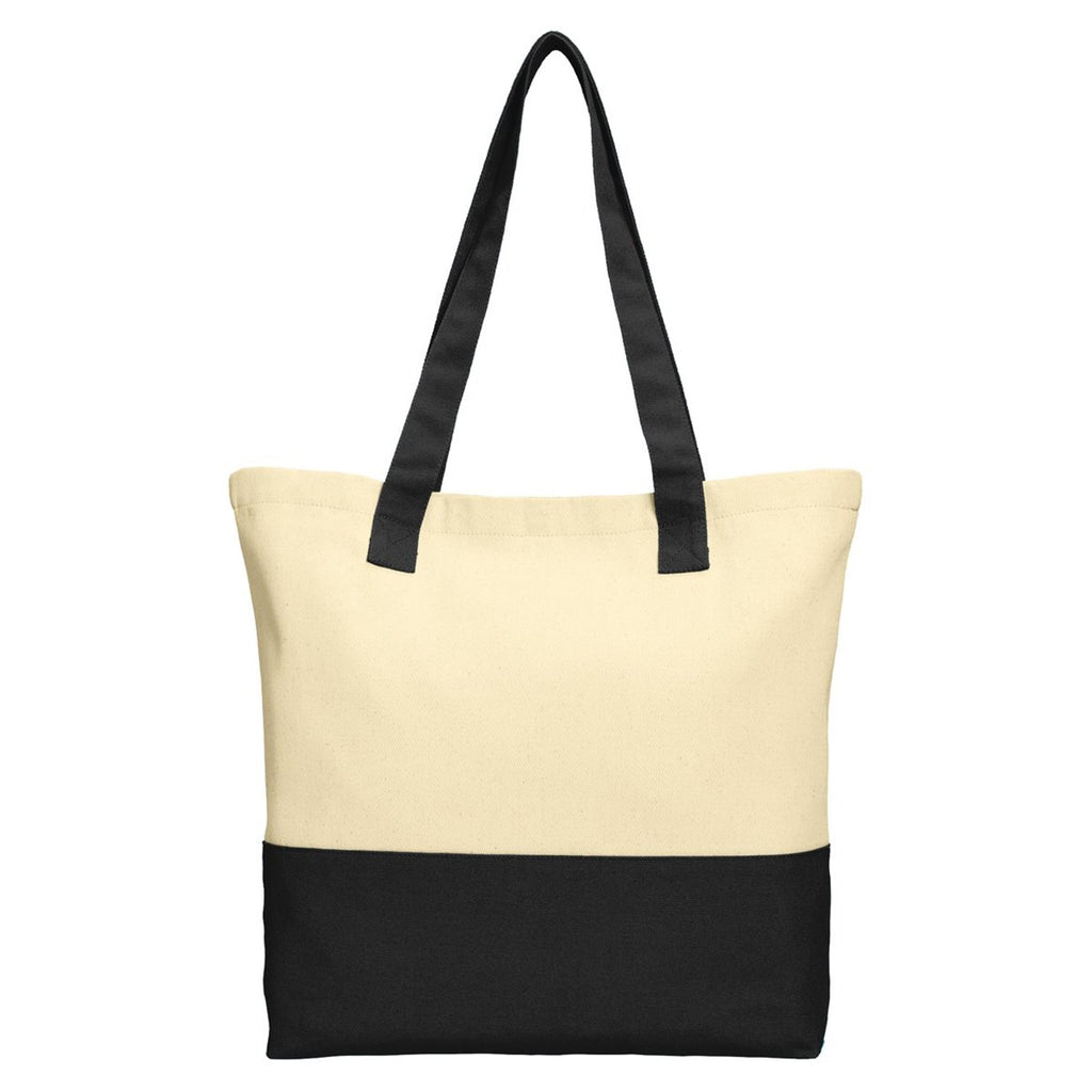 Port Authority Natural/Black Colorblock Cotton Tote