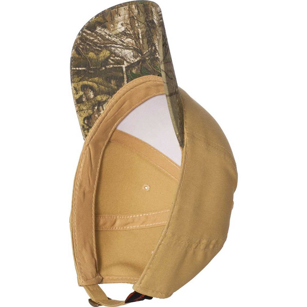 Port Authority Tan/Realtree Xtra Twill Cap with Camouflage Brim