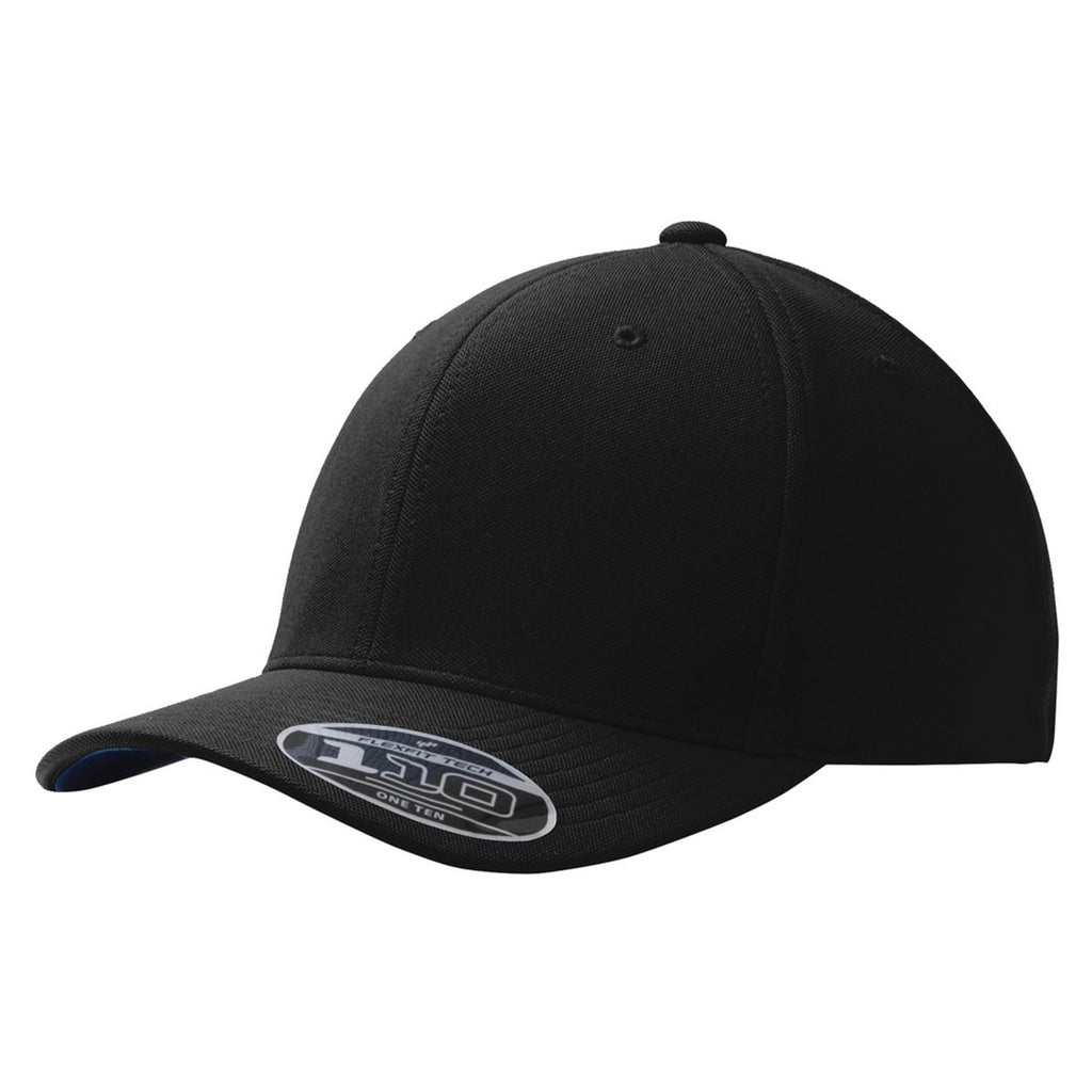 Port Authority Black Flexfit One Ten Cool & Dry Mini Pique Cap