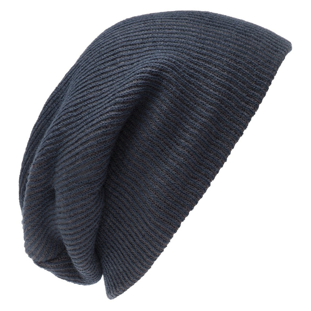 Port Authority Dress Blue Navy/Iron Grey Rib Knit Slouch Beanie