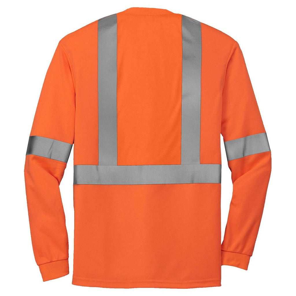 CornerStone Men's Safety Orange/Reflective ANSI 107 Class 2 Long Sleeve Safety T-Shirt