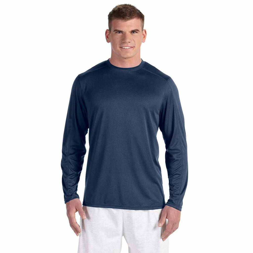 Champion Men's Navy Heather Vapor 4-Ounce Long-Sleeve T-Shirt