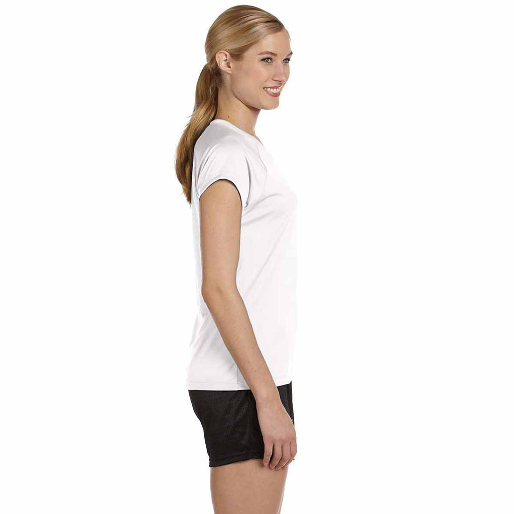 Champion Women's White Double Dry 4.1-Ounce V-Neck T-Shirt