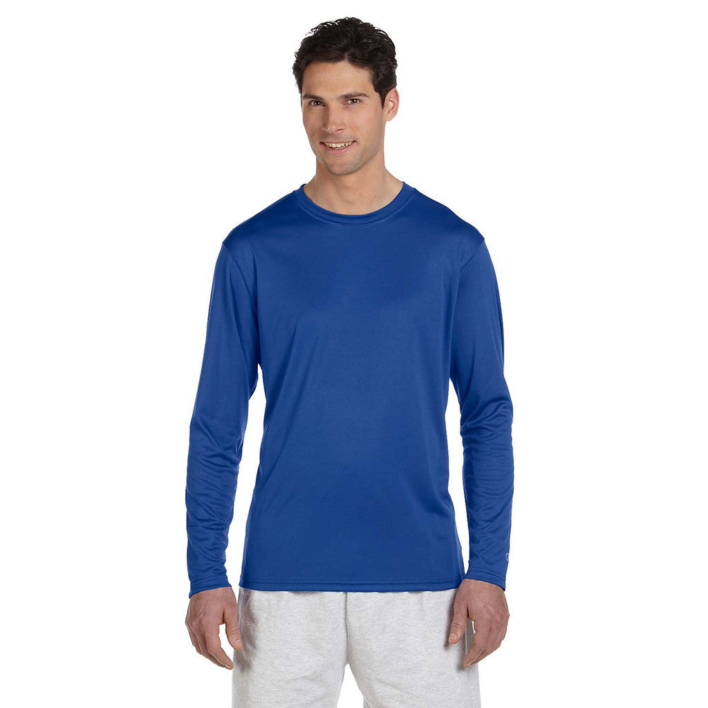 Champion Men's Double Dry Royal Blue L/S Performance T-Shirt