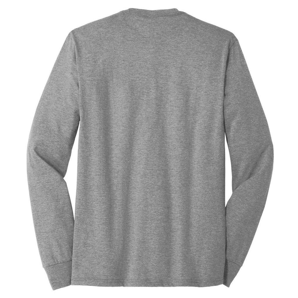 District Made Men's Grey Frost Perfect Tri Long Sleeve Crew Tee