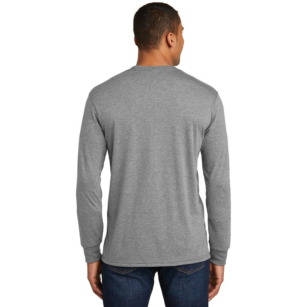 District Made Men's Grey Frost Perfect Tri Long Sleeve Crew Tee
