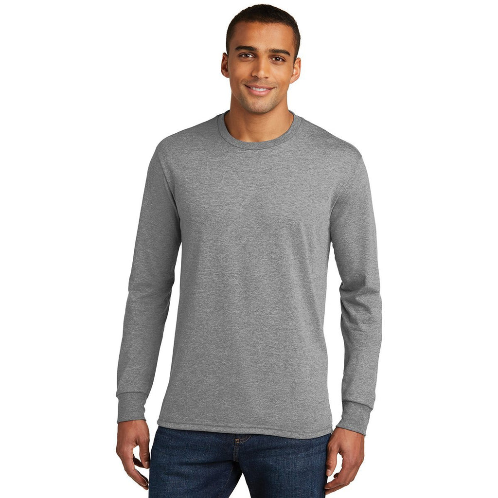 District Made Men's Grey Frost Perfect Tri Long Sleeve Crew Tee