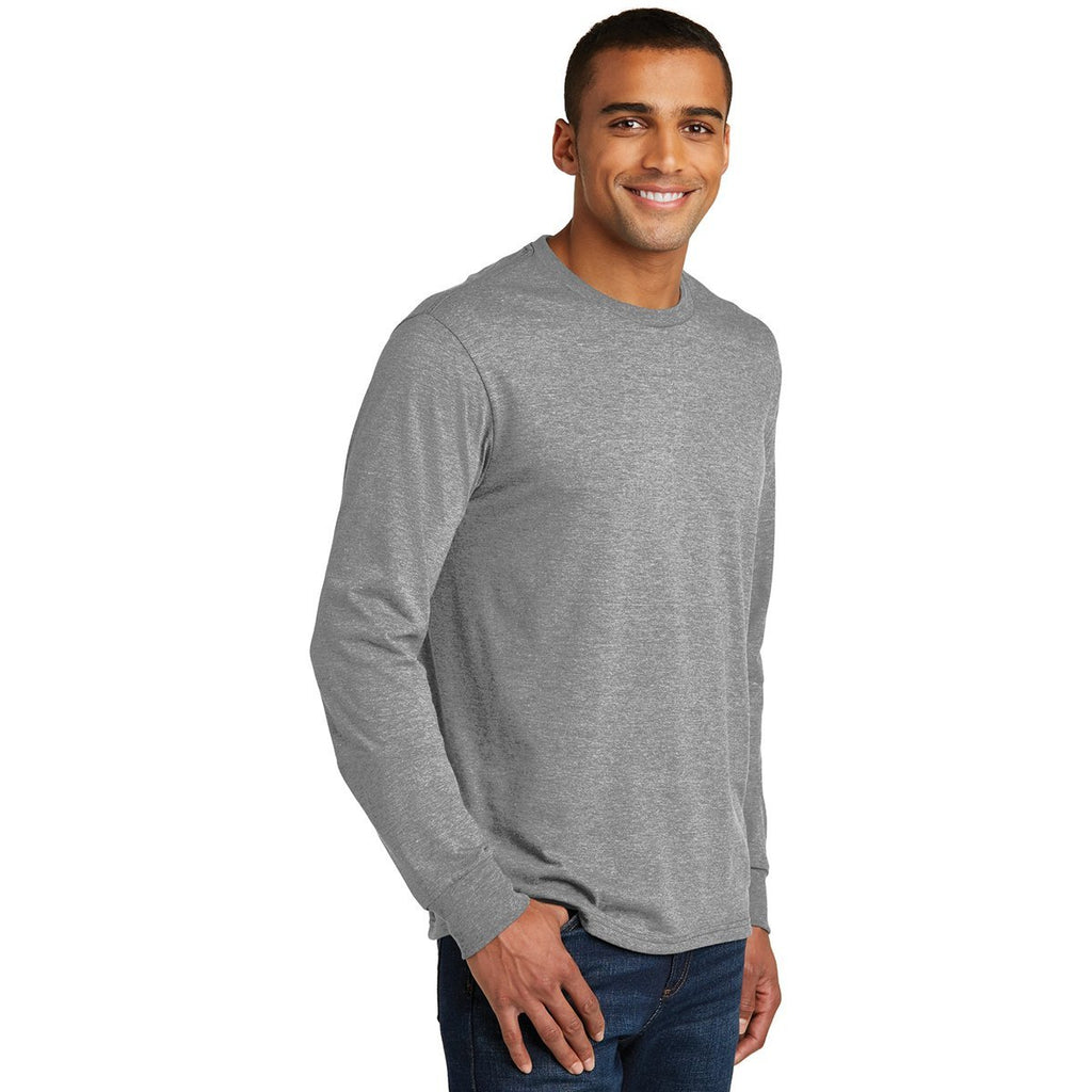 District Made Men's Grey Frost Perfect Tri Long Sleeve Crew Tee