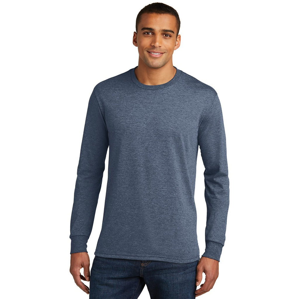 District Made Men's Navy Frost Perfect Tri Long Sleeve Crew Tee