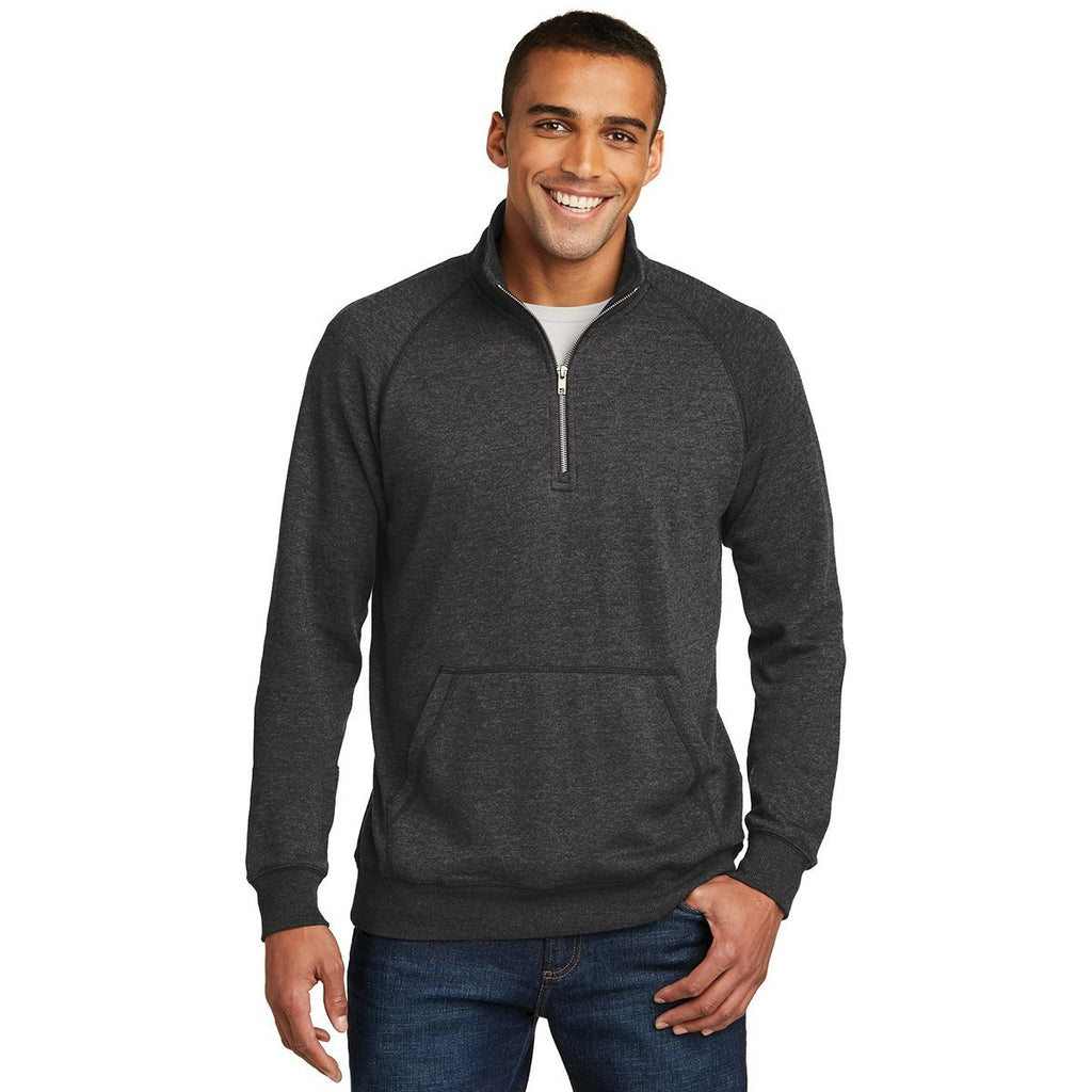 District Made Men's Heathered Black Lightweight Fleece Quarter-Zip